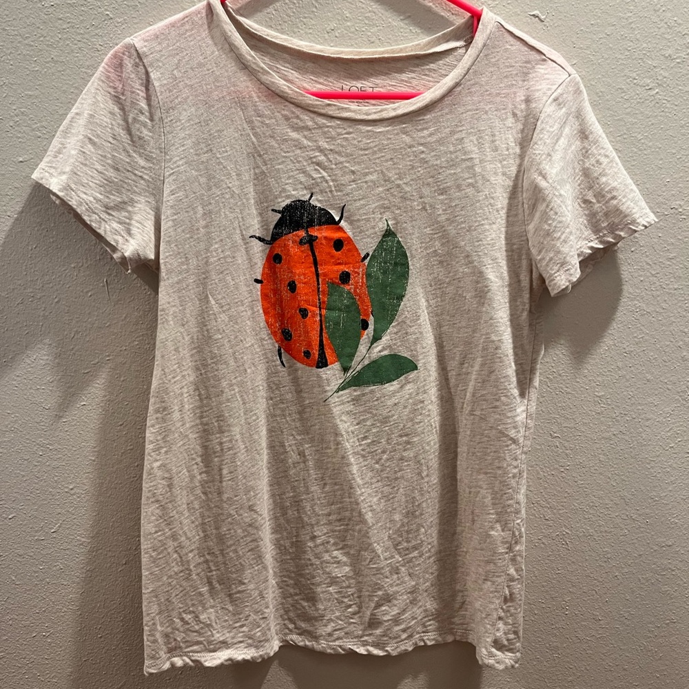 LOFT Red and White Short Sleeve Tees